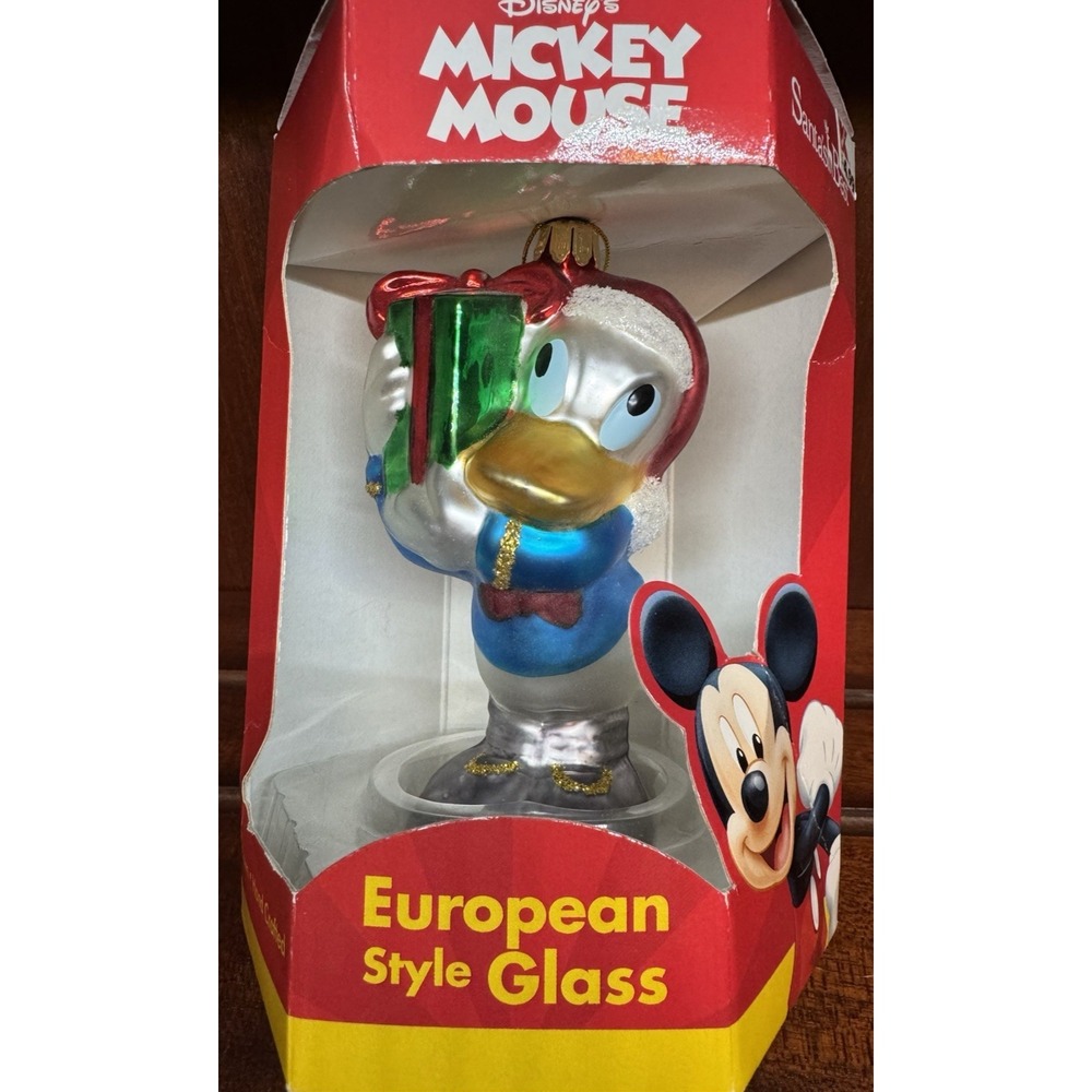 Vintage Disney Donald Duck Glass Christmas Ornament European Style Santa's Best